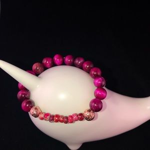 Magenta tigers eye and carnival jasper  bracelet